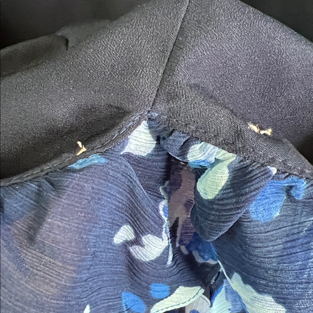 J. Crew Blue Floral Long Sleeve Ruffle Collar Midi Dress Size 6 - Picture 9 of 16